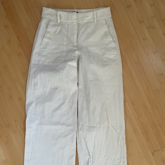 J. Crew Sydney Wide-Leg Pant in Bi-Stretch Cotton Blend, Ivory, Size 0 - Picture 2 of 6